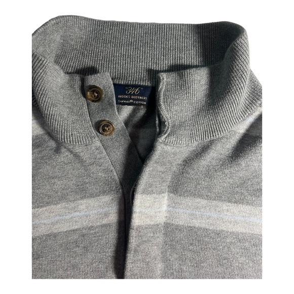 Brooks Brothers "346" Mens Button Up Sweater Striped Large Supima Cotton - Picture 2 of 4